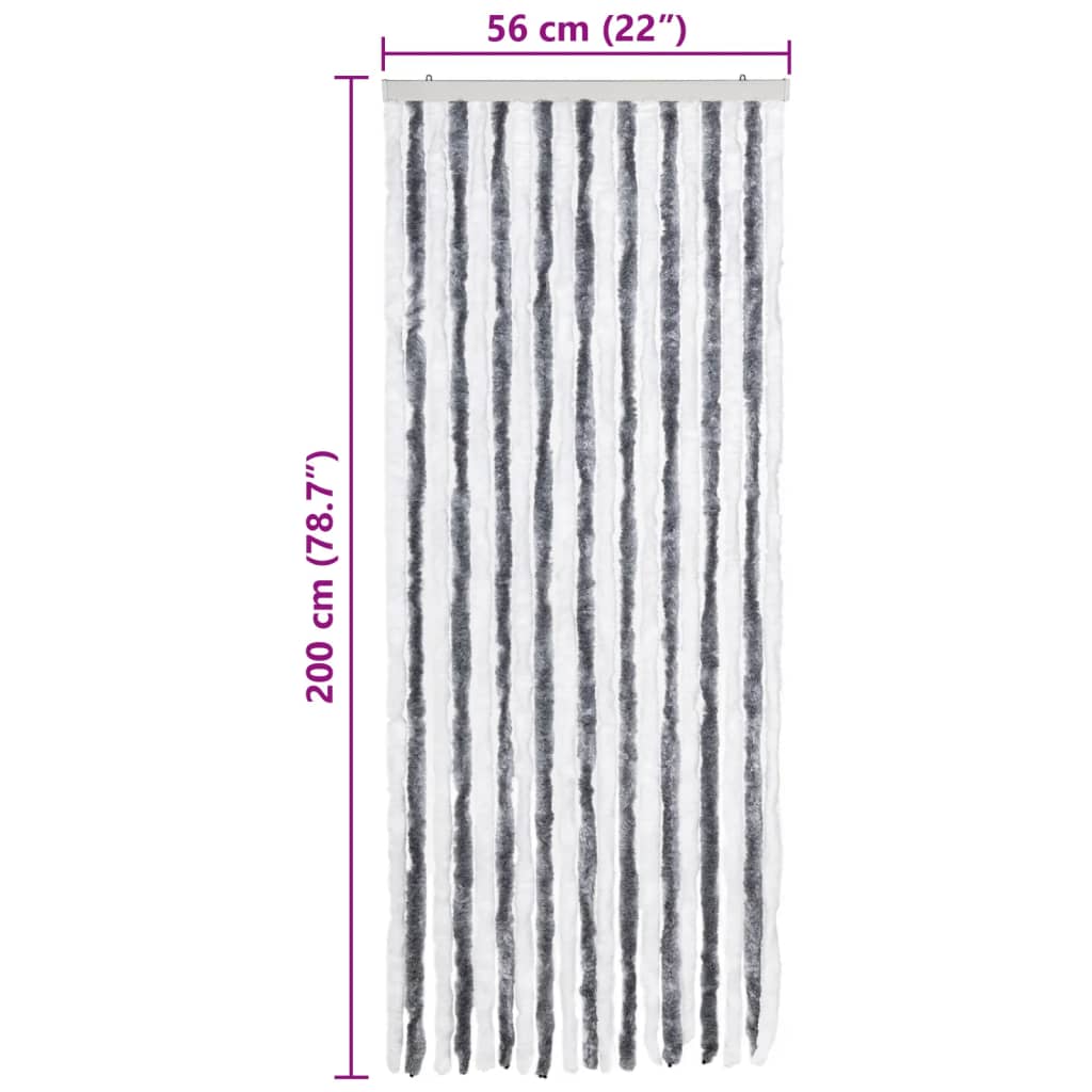 Vliegengordijn 56x200 cm chenille grijs en wit is nu te koop bij PeponiXL, paradijselijk wonen!