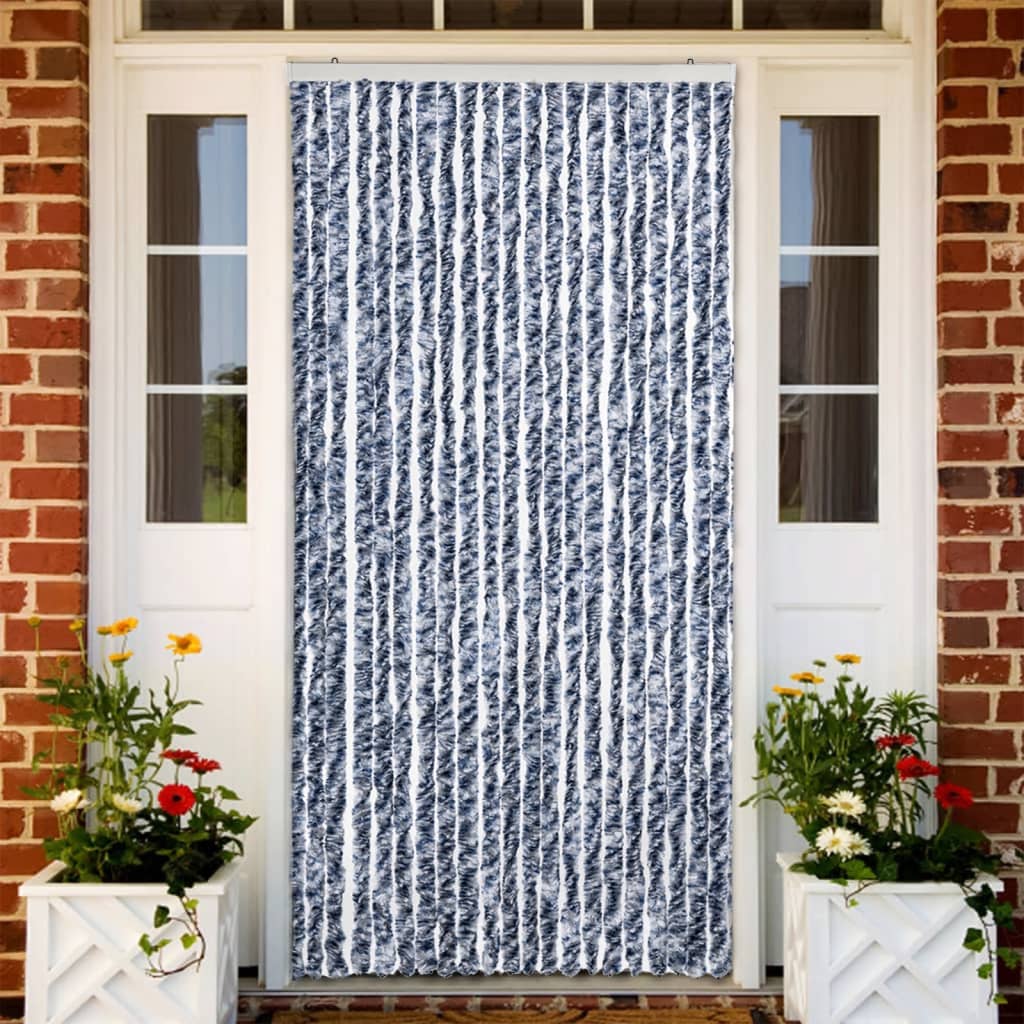 Vliegengordijn 90x200 cm chenille blauw en wit is nu te koop bij PeponiXL, paradijselijk wonen!