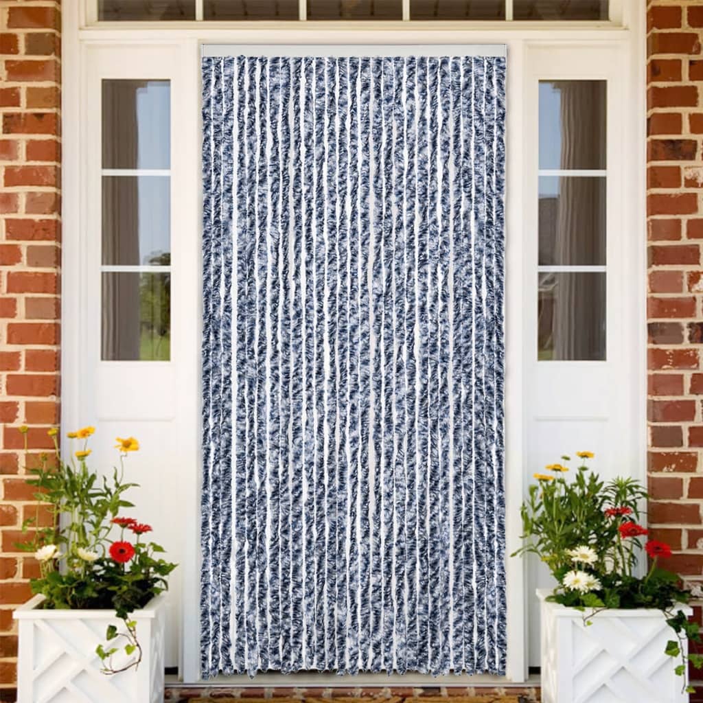 Vliegengordijn 118x220 cm chenille blauw en wit is nu te koop bij PeponiXL, paradijselijk wonen!