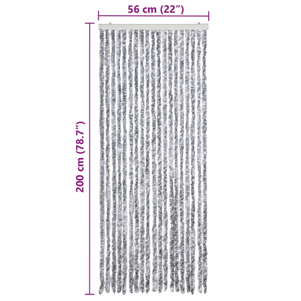 Vliegengordijn 56x200 cm chenille wit en grijs is nu te koop bij PeponiXL, paradijselijk wonen!
