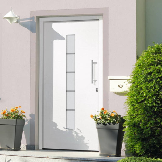 Voordeur 100x210 cm aluminium en PVC wit is nu te koop bij PeponiXL, paradijselijk wonen!