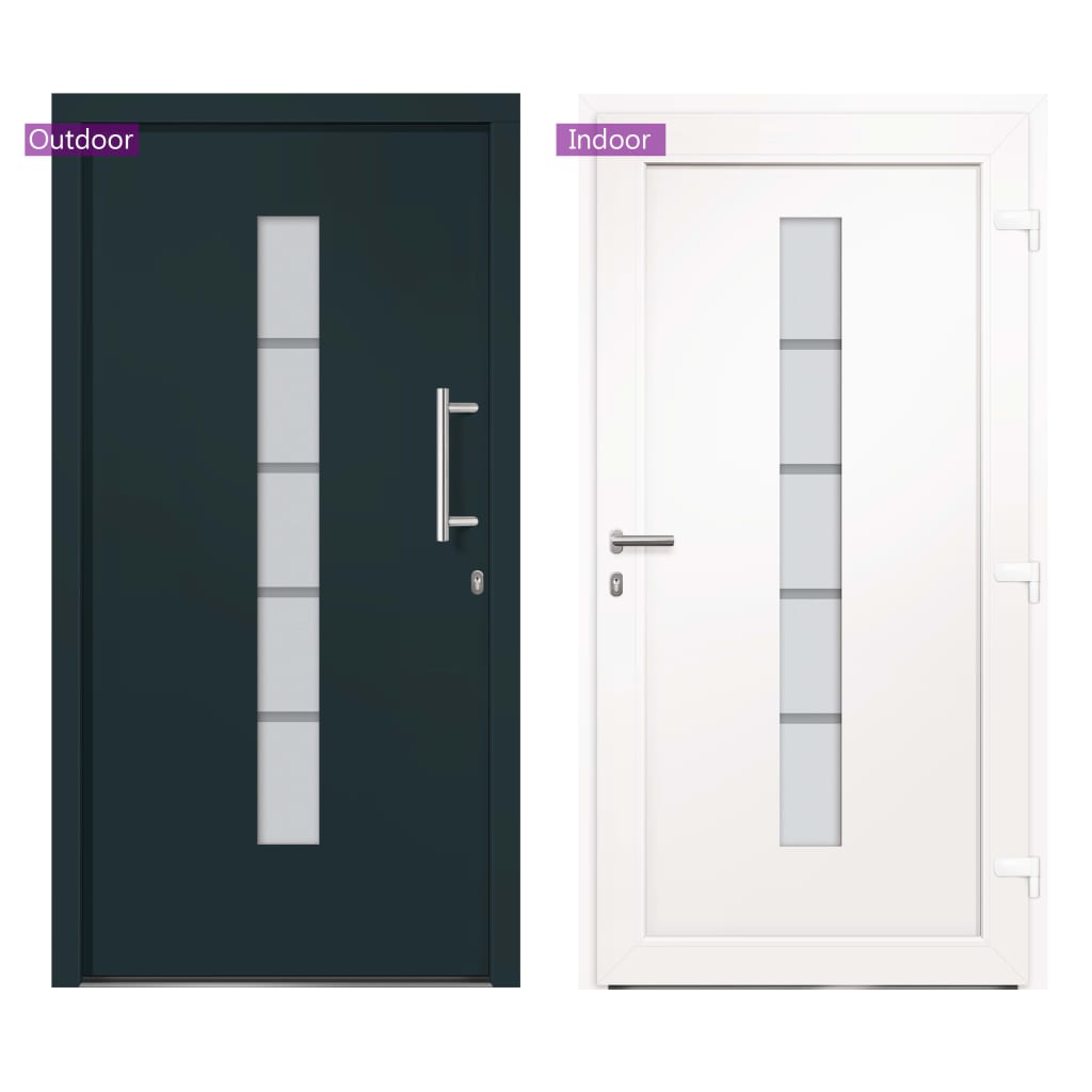 Voordeur 100x200 cm aluminium en PVC antraciet is nu te koop bij PeponiXL, paradijselijk wonen!