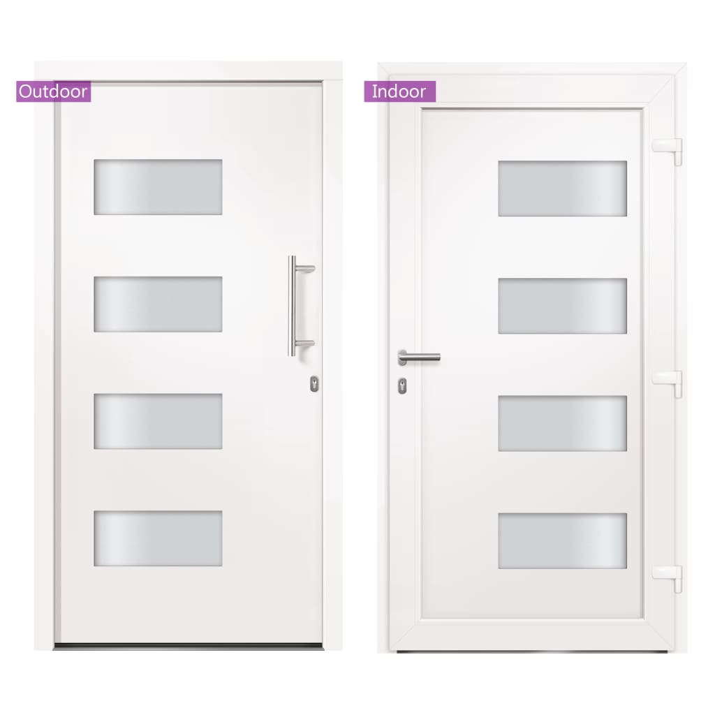 Voordeur 100x210 cm aluminium en PVC wit is nu te koop bij PeponiXL, paradijselijk wonen!
