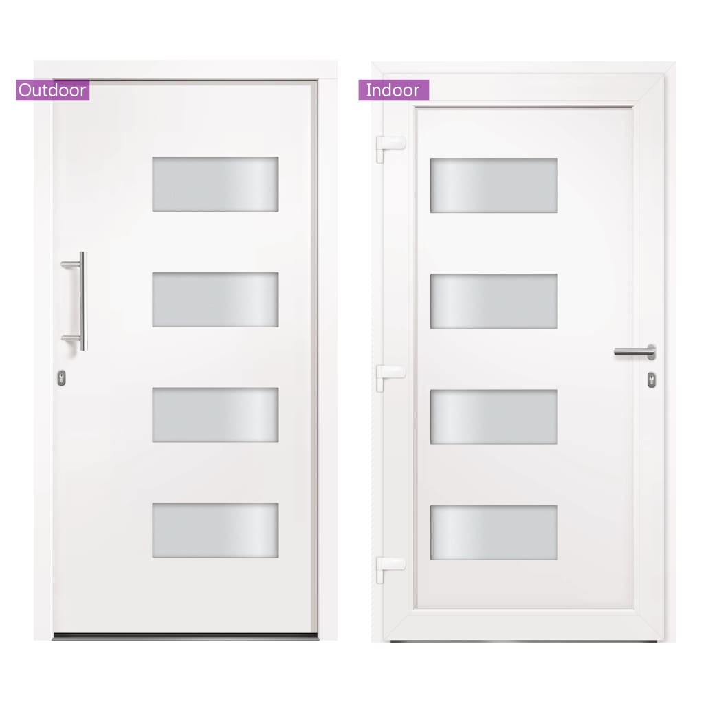 Voordeur 100x210 cm aluminium en PVC wit is nu te koop bij PeponiXL, paradijselijk wonen!