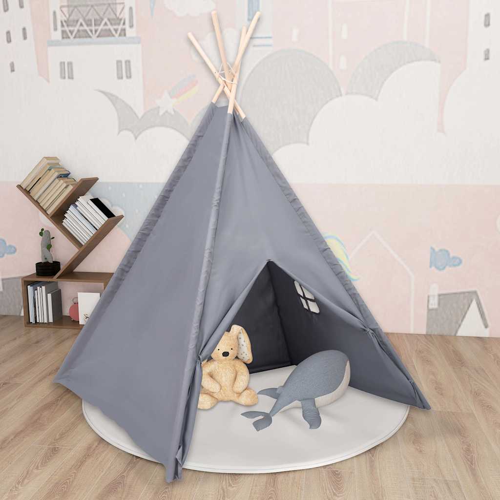 Kindertipitent met tas 120x120x150 cm peachskin grijs is nu te koop bij PeponiXL, paradijselijk wonen!