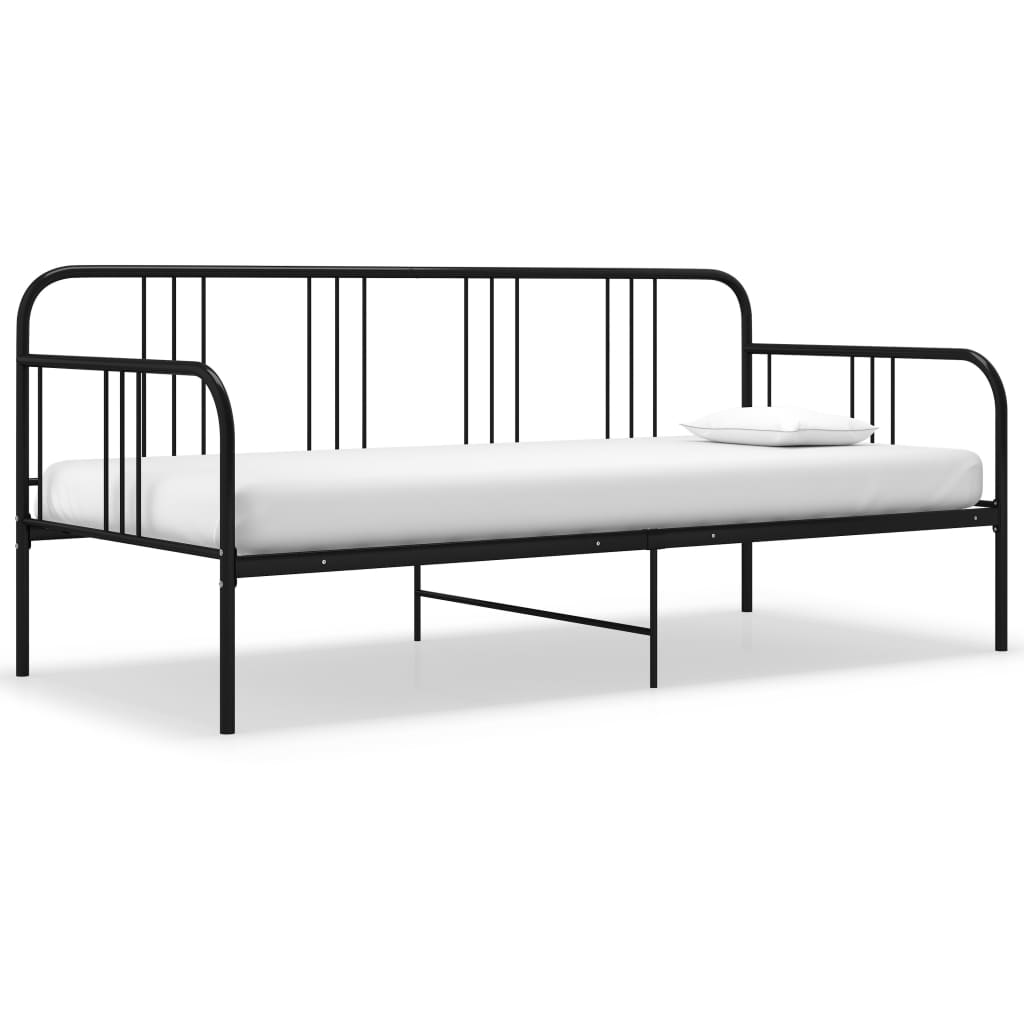 Slaapbank metaal zwart 90x200 cm is nu te koop bij PeponiXL, paradijselijk wonen!