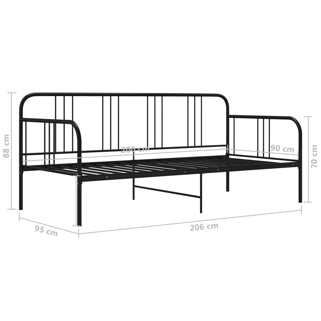 Slaapbank metaal zwart 90x200 cm is nu te koop bij PeponiXL, paradijselijk wonen!
