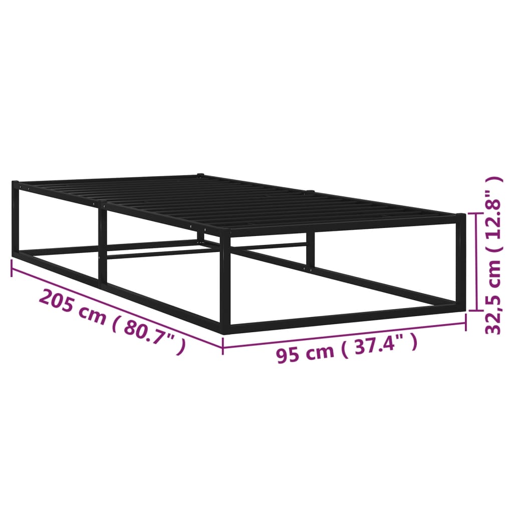 Bedframe metaal zwart 90x200 cm is nu te koop bij PeponiXL, paradijselijk wonen!
