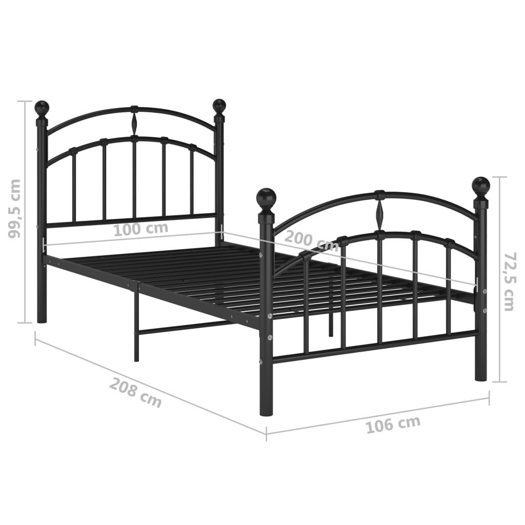 Bedframe metaal zwart 100x200 cm is nu te koop bij PeponiXL, paradijselijk wonen!
