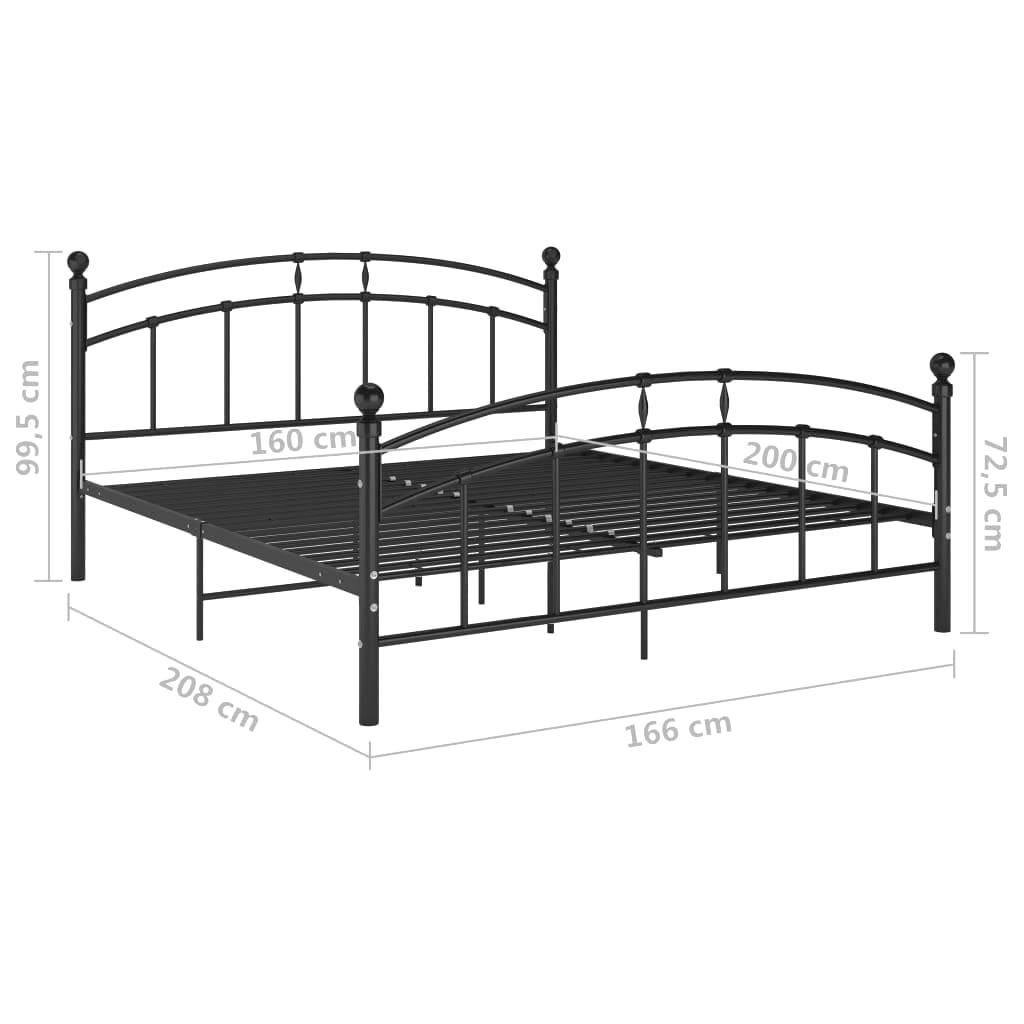 Bedframe metaal zwart 160x200 cm is nu te koop bij PeponiXL, paradijselijk wonen!