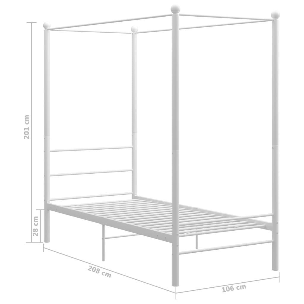 Hemelbedframe metaal wit 100x200 cm is nu te koop bij PeponiXL, paradijselijk wonen!