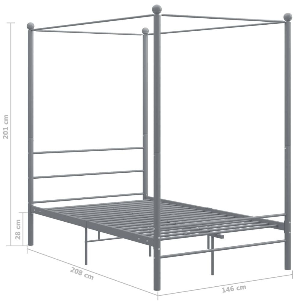 Hemelbedframe metaal grijs 140x200 cm is nu te koop bij PeponiXL, paradijselijk wonen!