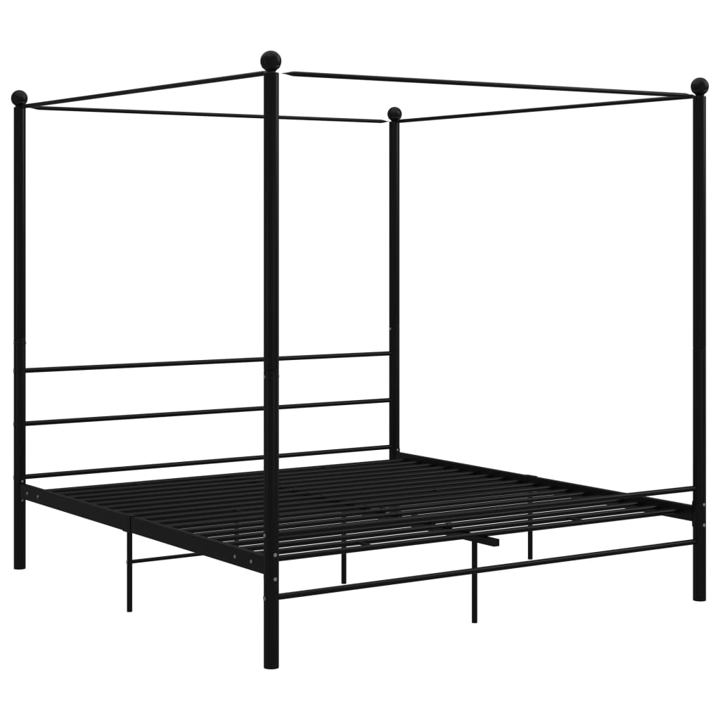 Hemelbedframe metaal zwart 200x200 cm is nu te koop bij PeponiXL, paradijselijk wonen!