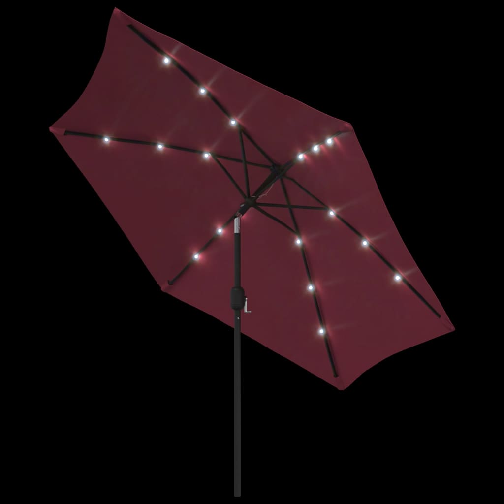 Parasol met LED-verlichting en stalen paal 300 cm bordeauxrood is nu te koop bij PeponiXL, paradijselijk wonen!