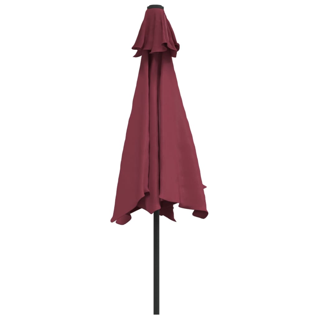 Parasol met LED-verlichting en stalen paal 300 cm bordeauxrood is nu te koop bij PeponiXL, paradijselijk wonen!