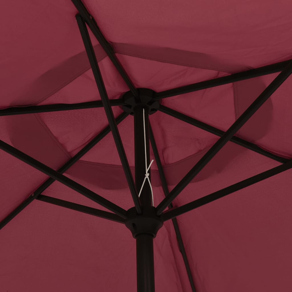 Parasol met LED-verlichting en stalen paal 300 cm bordeauxrood is nu te koop bij PeponiXL, paradijselijk wonen!