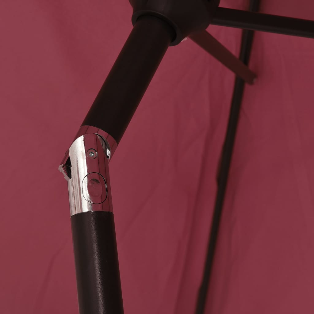 Parasol met LED-verlichting en stalen paal 300 cm bordeauxrood is nu te koop bij PeponiXL, paradijselijk wonen!
