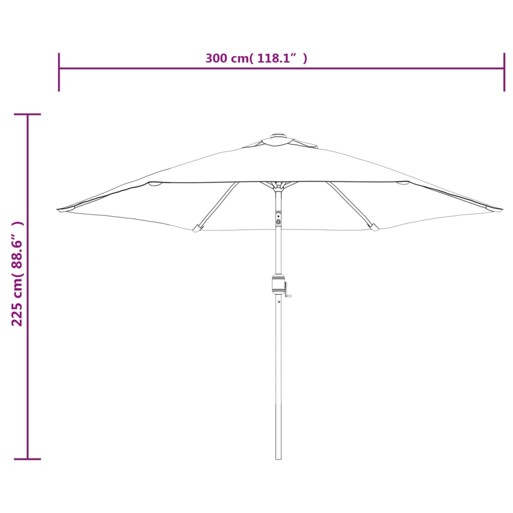 Parasol met LED-verlichting en stalen paal 300 cm bordeauxrood is nu te koop bij PeponiXL, paradijselijk wonen!