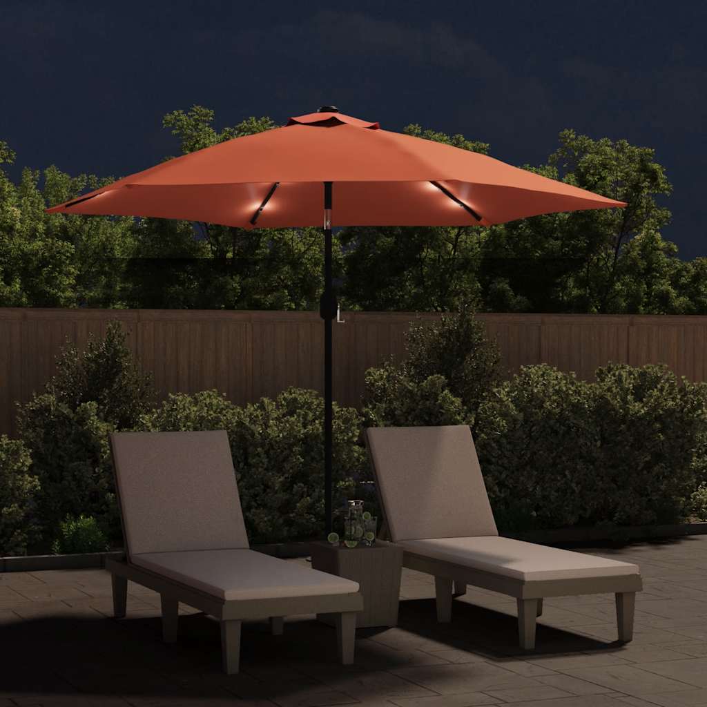 Parasol met LED-verlichting en stalen paal 300 cm terracotta is nu te koop bij PeponiXL, paradijselijk wonen!