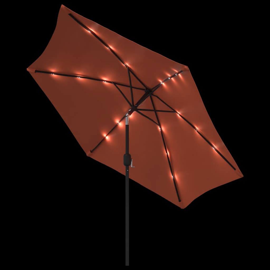Parasol met LED-verlichting en stalen paal 300 cm terracotta is nu te koop bij PeponiXL, paradijselijk wonen!