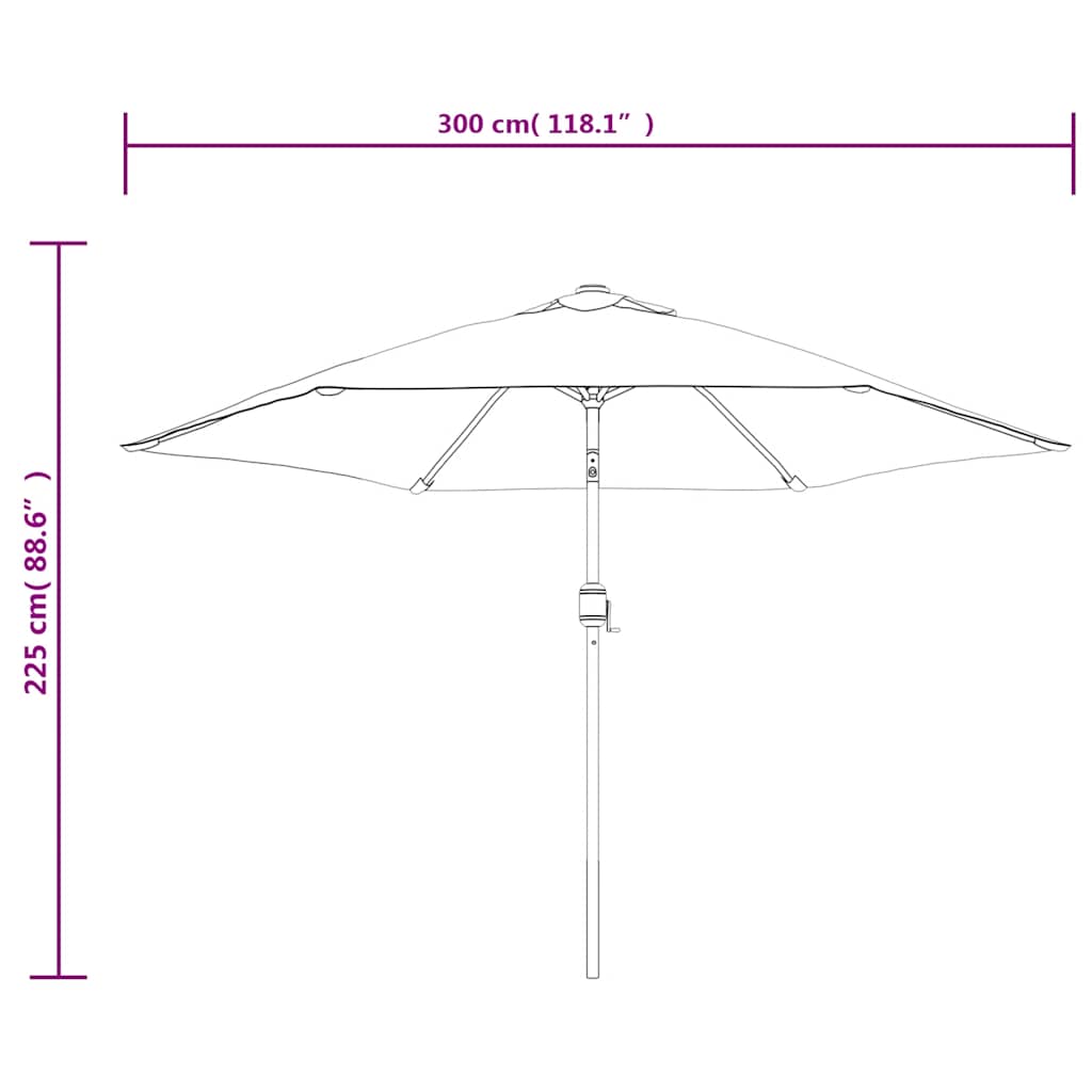 Parasol met LED-verlichting en stalen paal 300 cm terracotta is nu te koop bij PeponiXL, paradijselijk wonen!