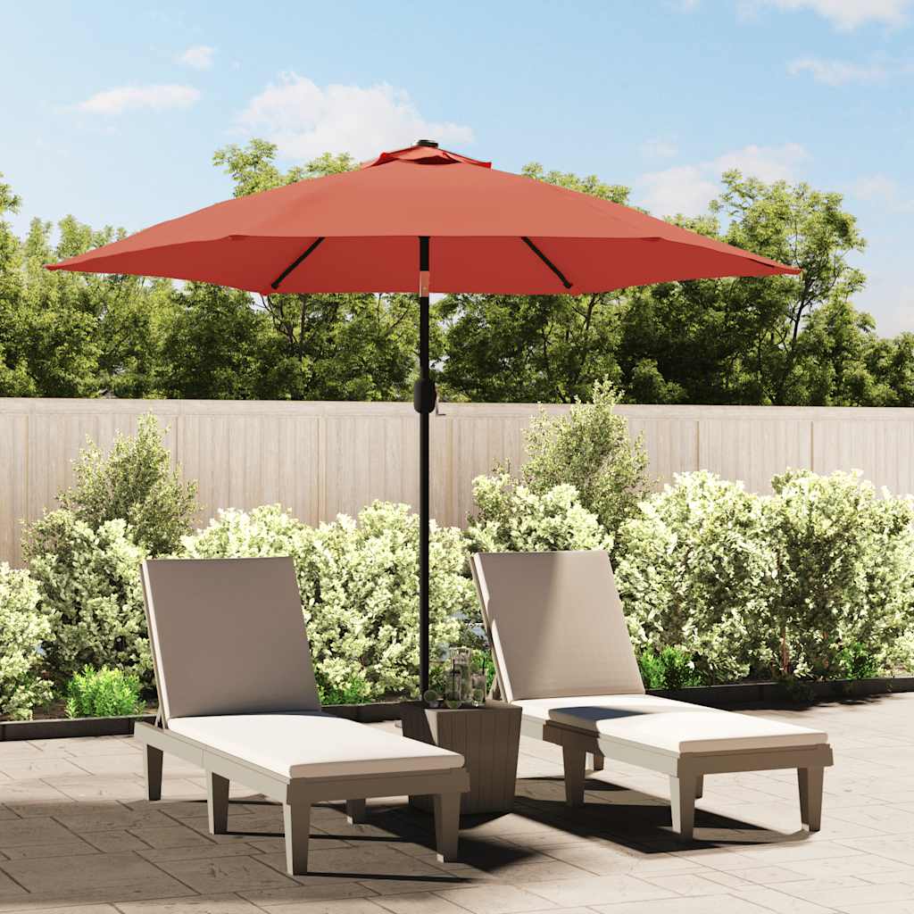 Parasol met LED-verlichting en stalen paal 300 cm terracotta is nu te koop bij PeponiXL, paradijselijk wonen!