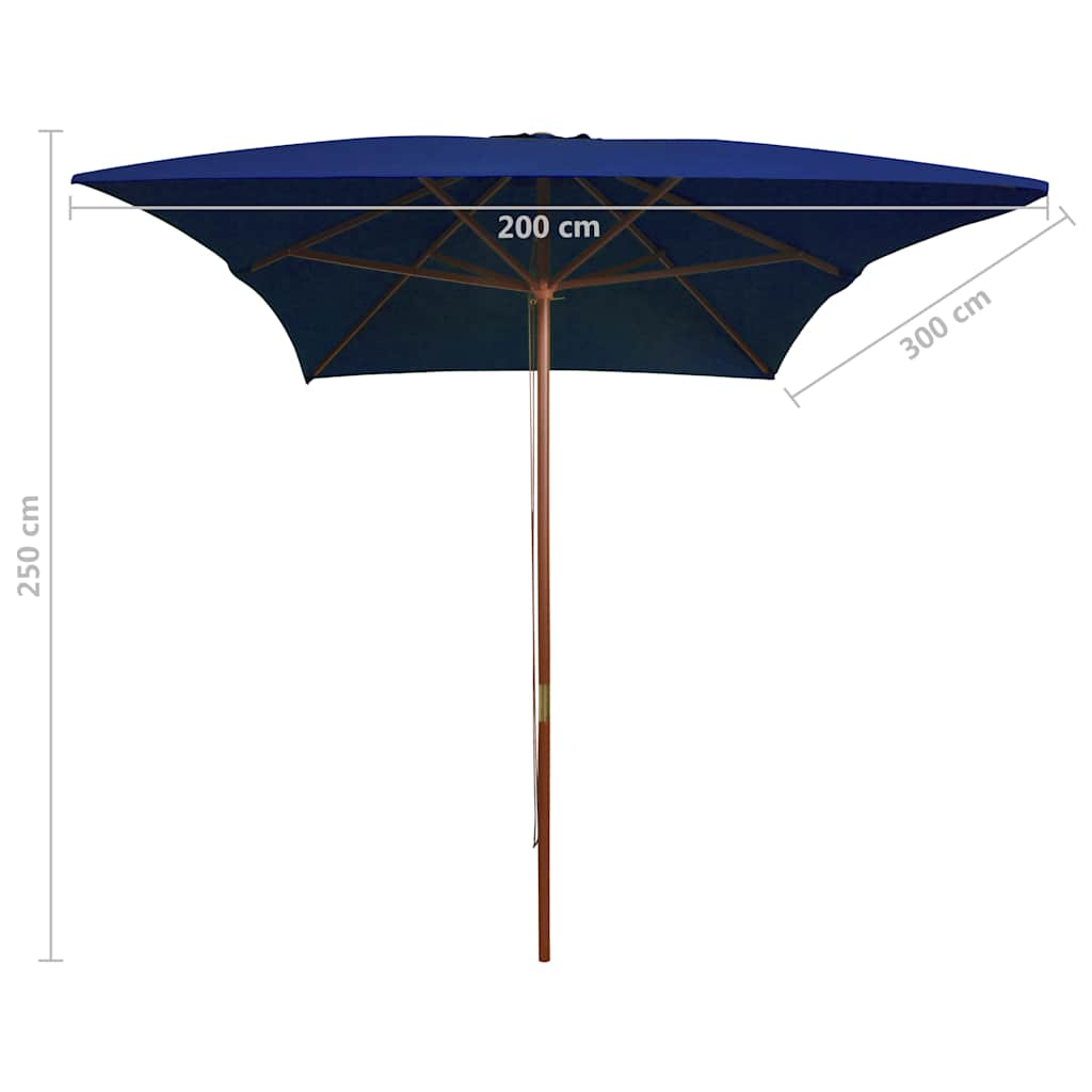Parasol met houten paal 200x300 cm blauw is nu te koop bij PeponiXL, paradijselijk wonen!