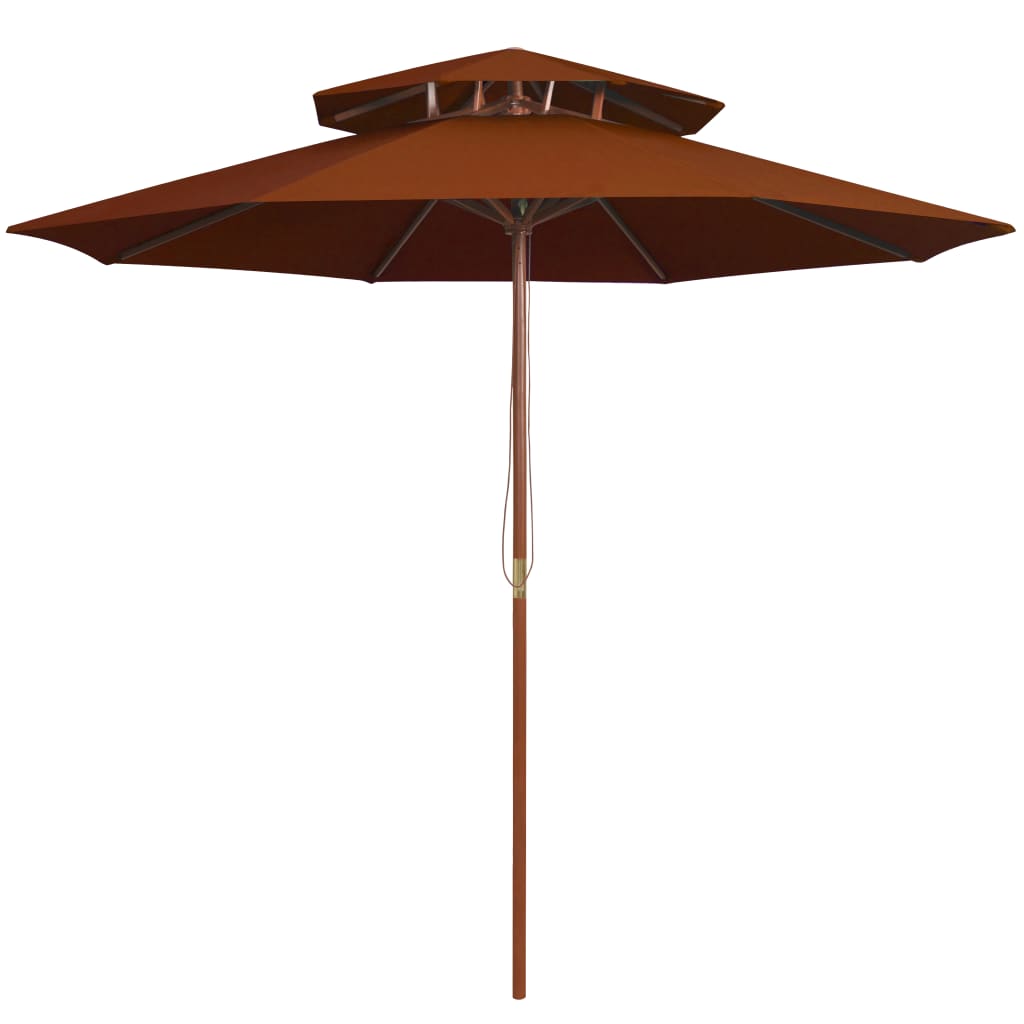 Parasol dubbeldekker met houten paal 270 cm terracottakleurig is nu te koop bij PeponiXL, paradijselijk wonen!