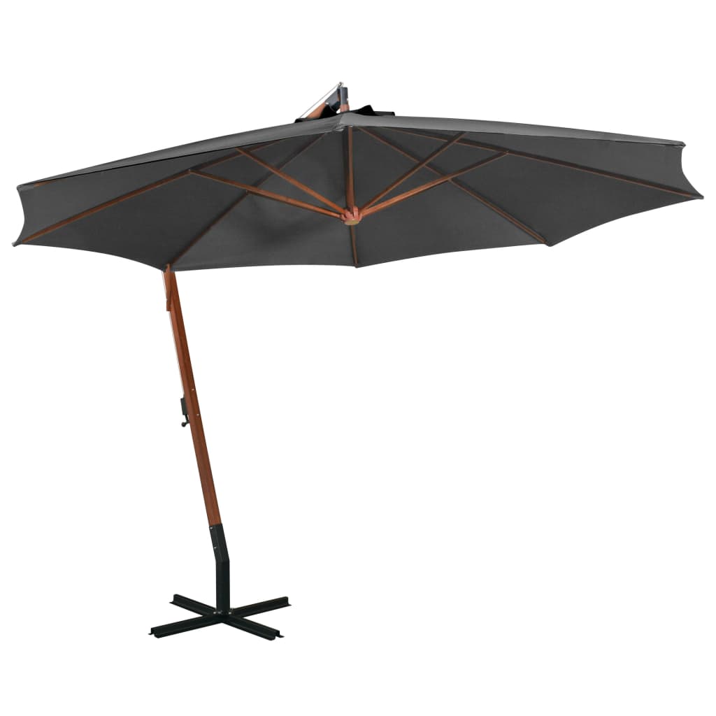 Zweefparasol met paal 3,5x2,9 m massief vurenhout antraciet is nu te koop bij PeponiXL, paradijselijk wonen!