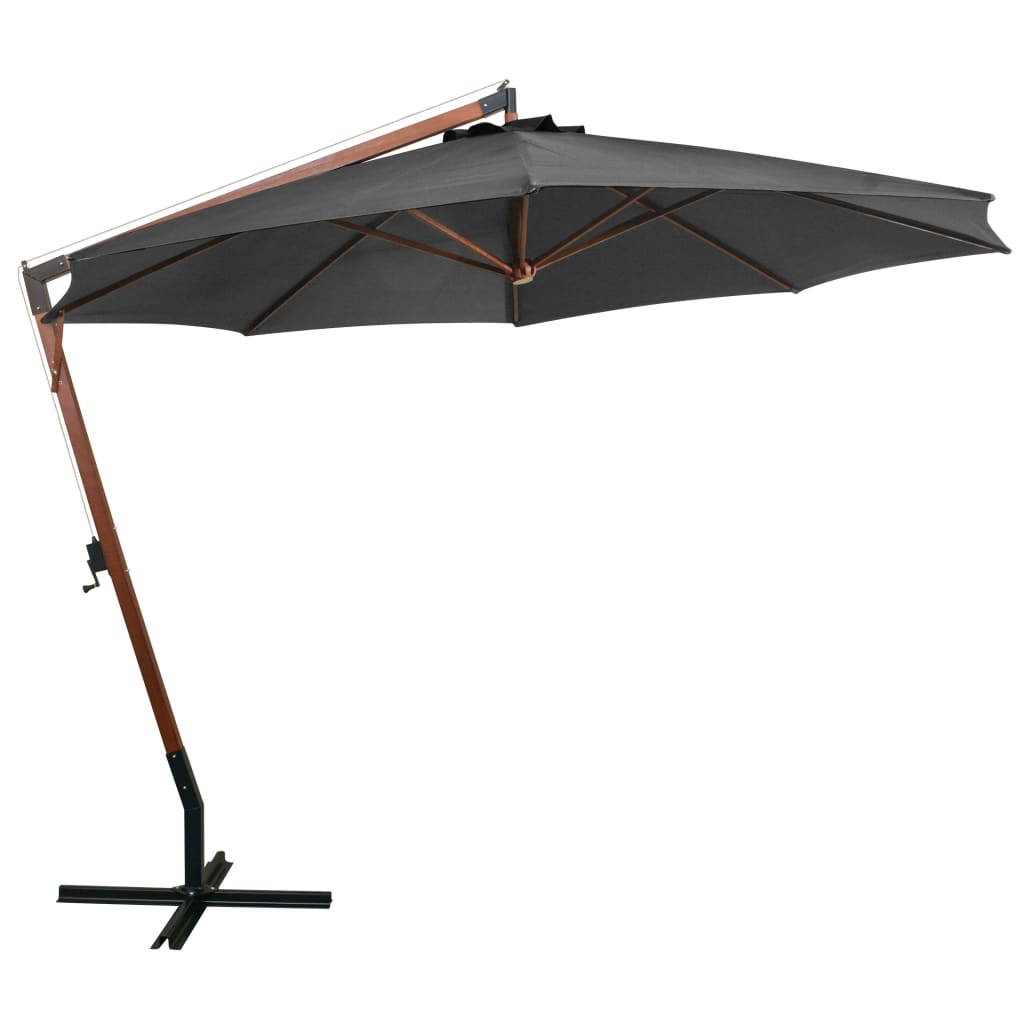 Zweefparasol met paal 3,5x2,9 m massief vurenhout antraciet is nu te koop bij PeponiXL, paradijselijk wonen!