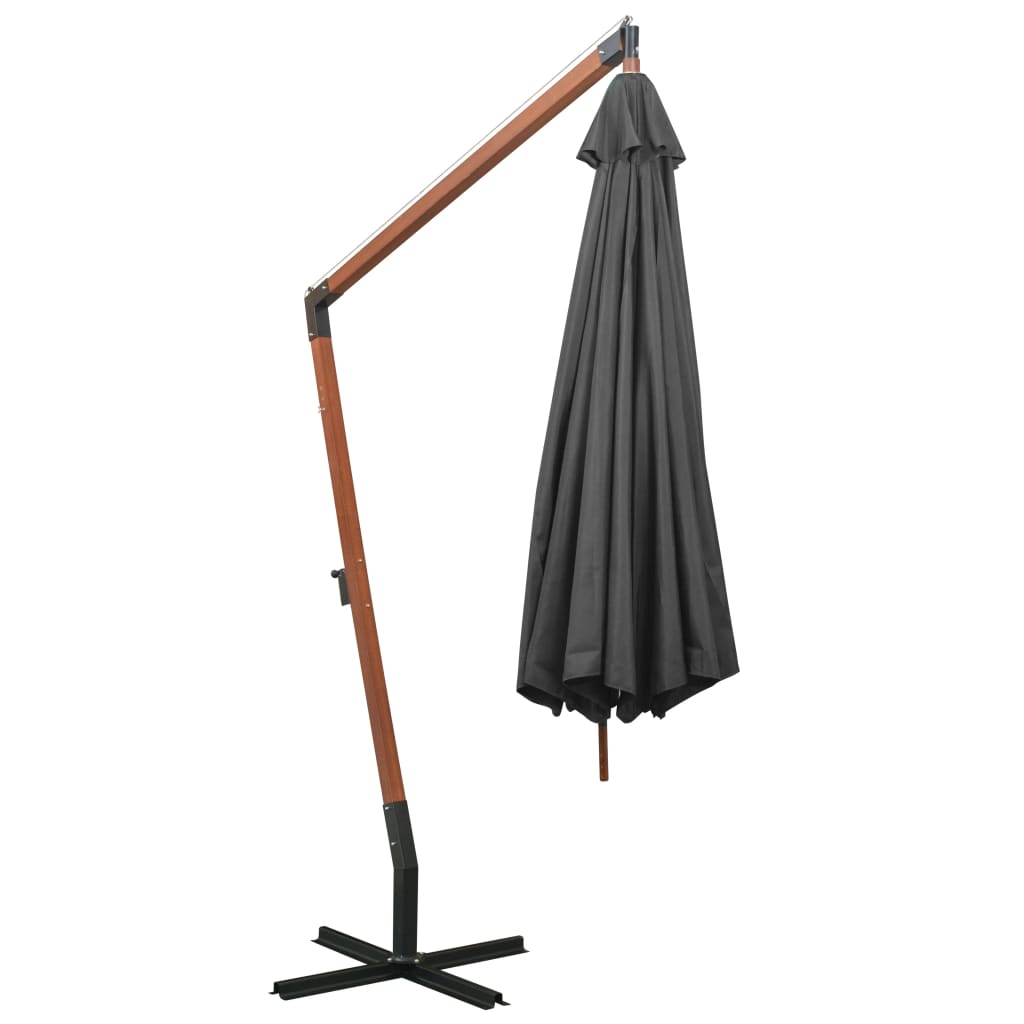 Zweefparasol met paal 3,5x2,9 m massief vurenhout antraciet is nu te koop bij PeponiXL, paradijselijk wonen!