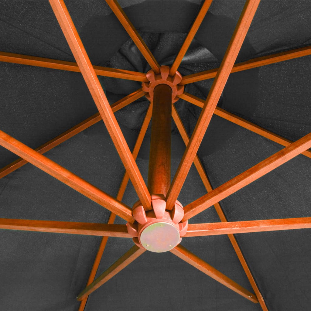 Zweefparasol met paal 3,5x2,9 m massief vurenhout antraciet is nu te koop bij PeponiXL, paradijselijk wonen!