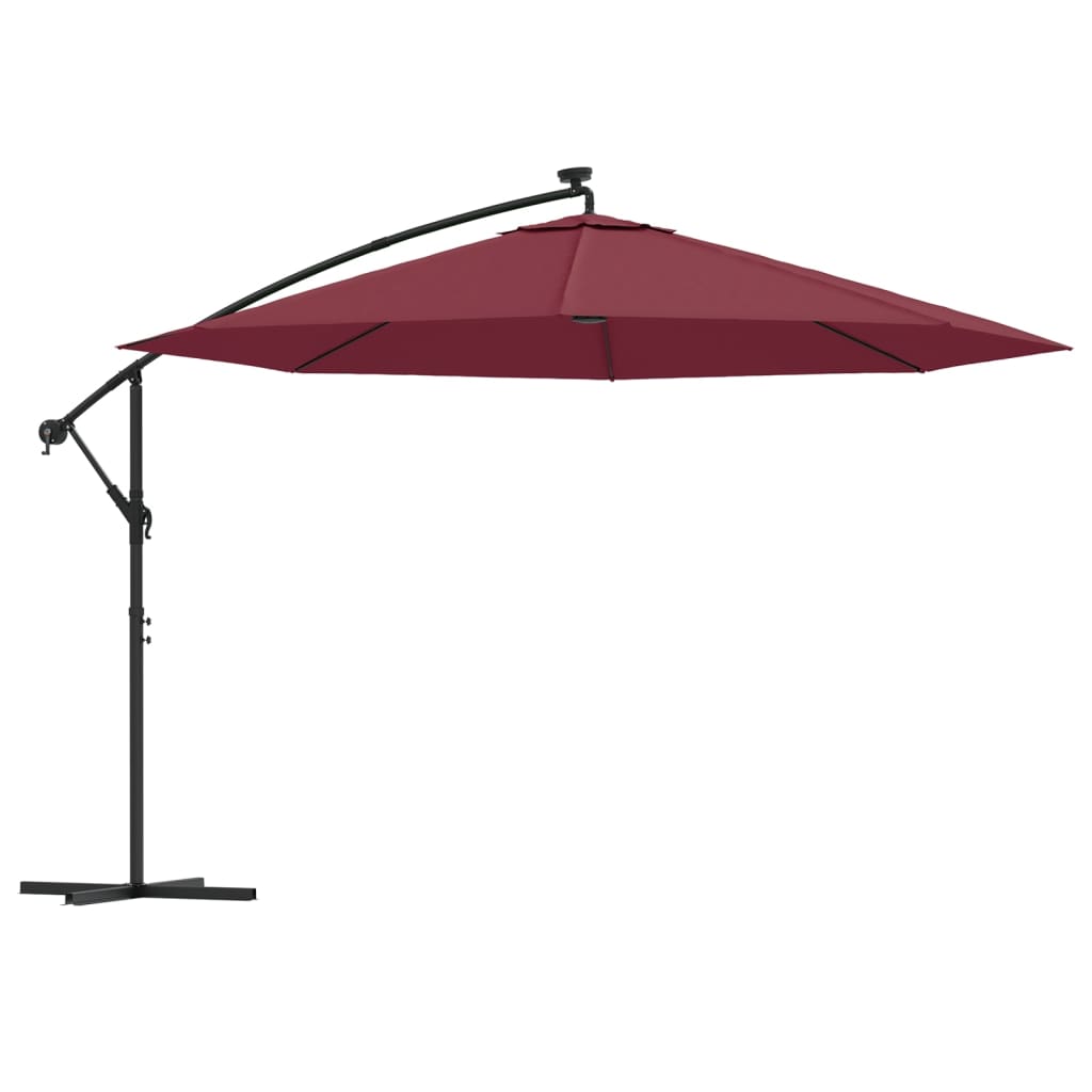 Zweefparasol met LED-verlichting 350 cm bordeauxrood is nu te koop bij PeponiXL, paradijselijk wonen!