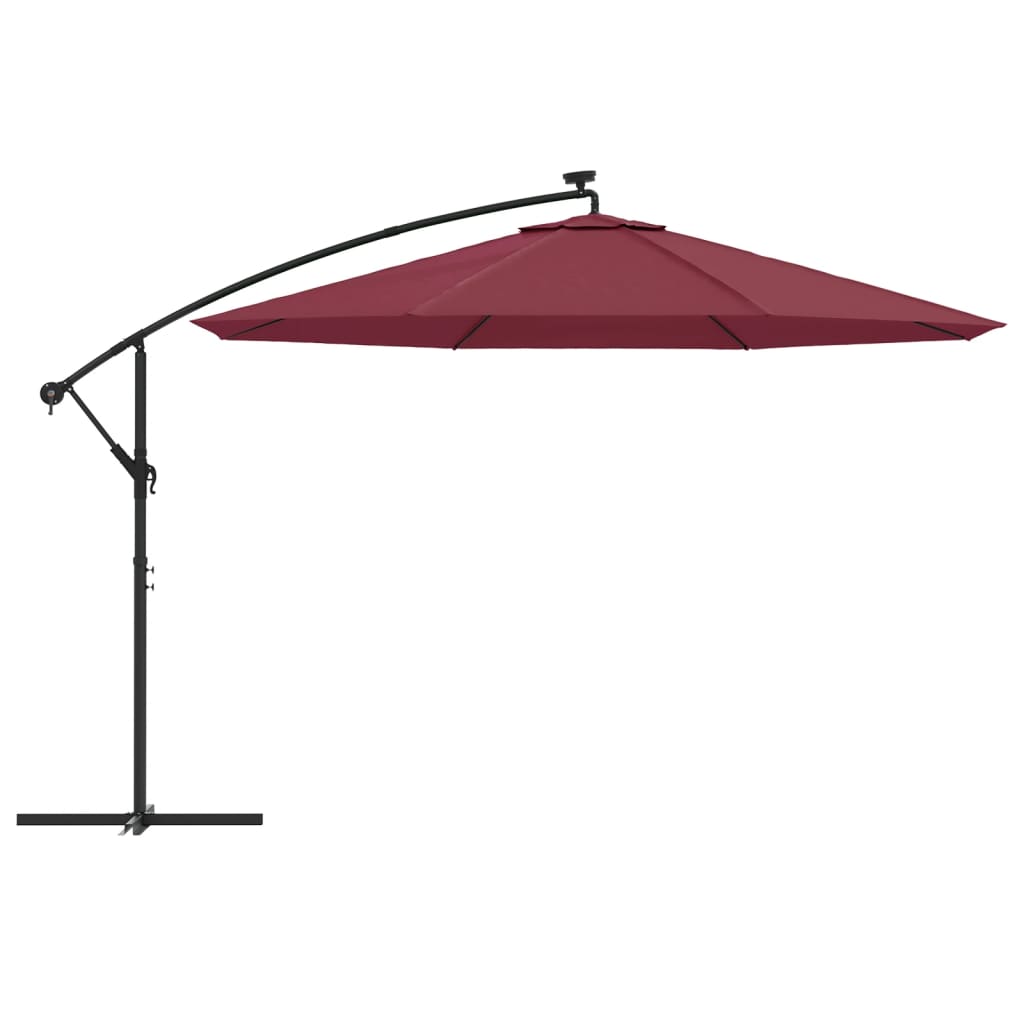 Zweefparasol met LED-verlichting 350 cm bordeauxrood is nu te koop bij PeponiXL, paradijselijk wonen!