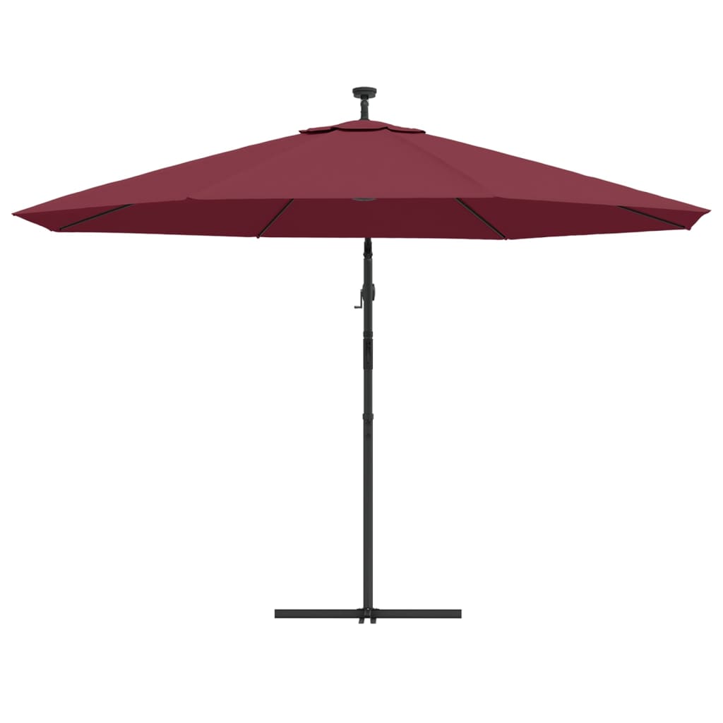 Zweefparasol met LED-verlichting 350 cm bordeauxrood is nu te koop bij PeponiXL, paradijselijk wonen!