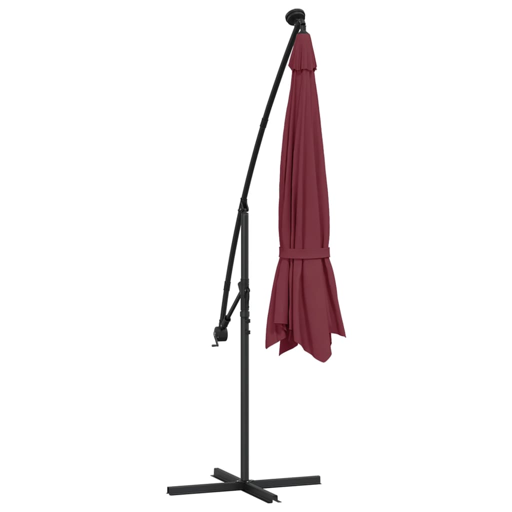 Zweefparasol met LED-verlichting 350 cm bordeauxrood is nu te koop bij PeponiXL, paradijselijk wonen!