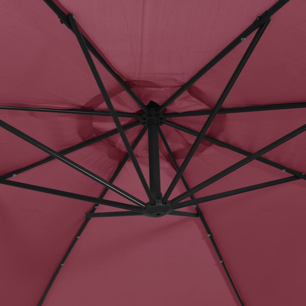 Zweefparasol met LED-verlichting 350 cm bordeauxrood is nu te koop bij PeponiXL, paradijselijk wonen!