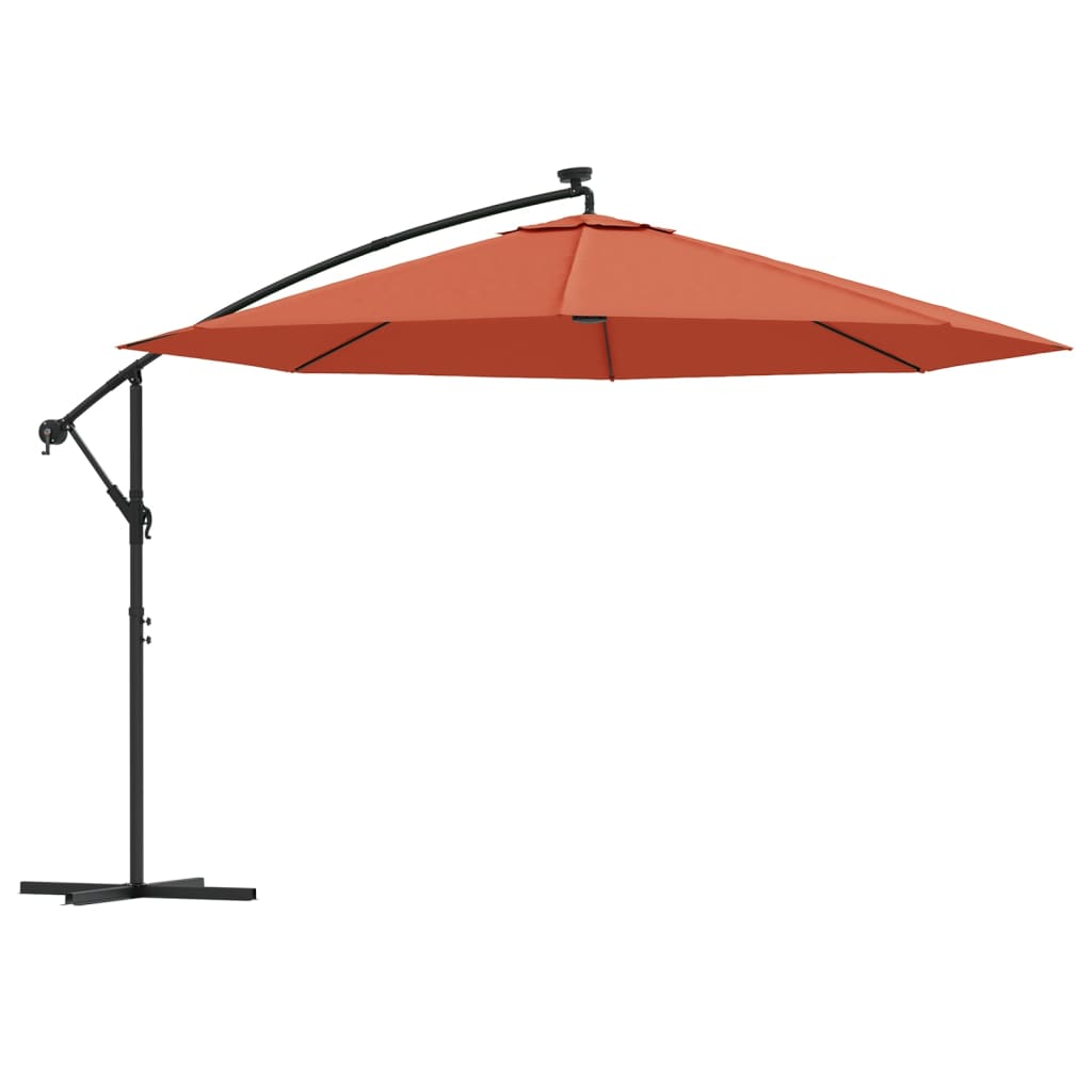 Zweefparasol met LED-verlichting 350 cm terracottakleurig is nu te koop bij PeponiXL, paradijselijk wonen!