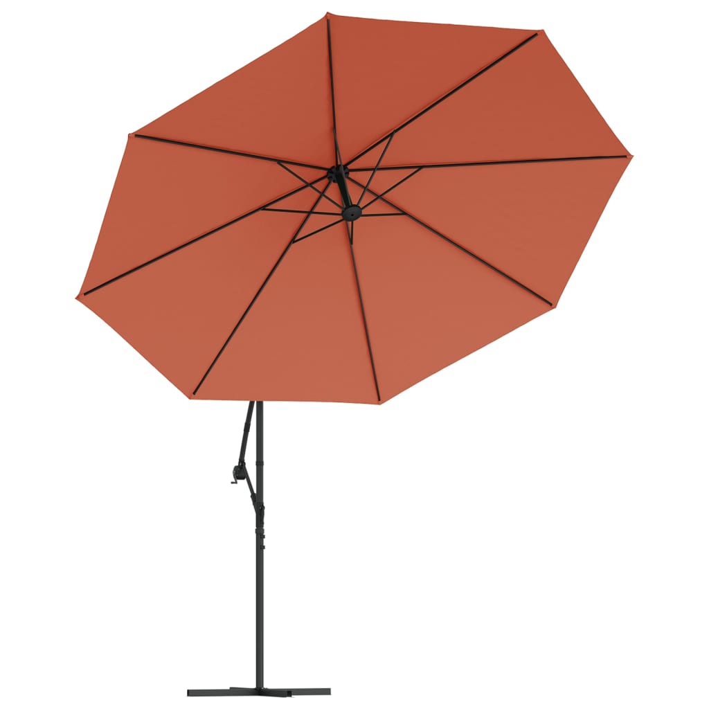 Zweefparasol met LED-verlichting 350 cm terracottakleurig is nu te koop bij PeponiXL, paradijselijk wonen!
