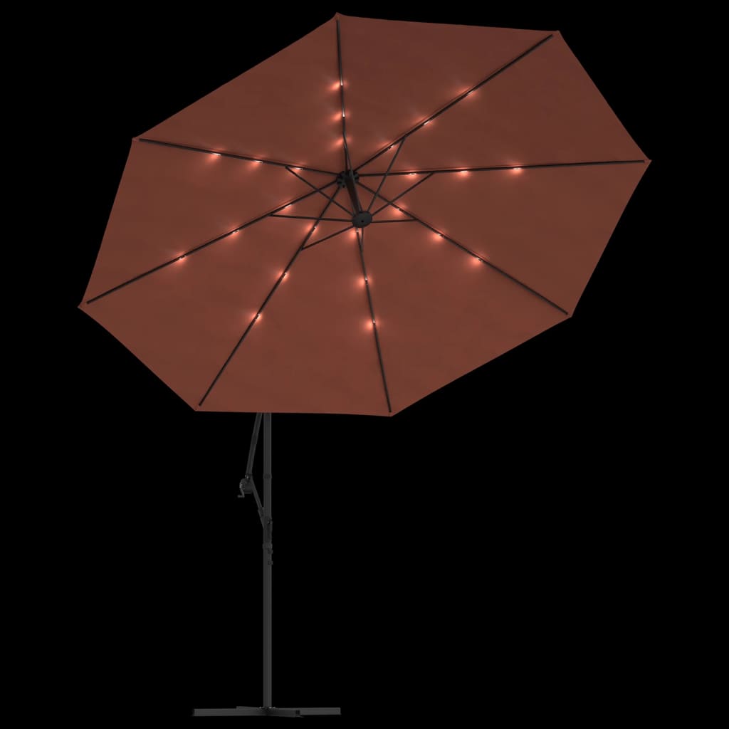 Zweefparasol met LED-verlichting 350 cm terracottakleurig is nu te koop bij PeponiXL, paradijselijk wonen!