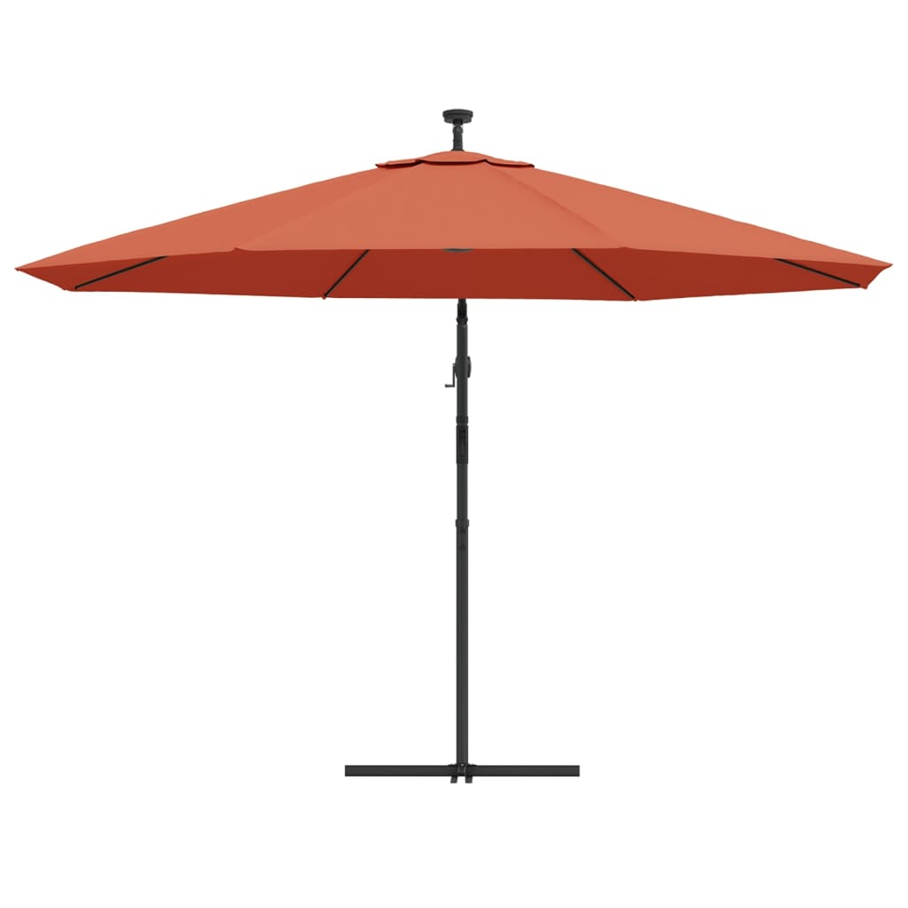 Zweefparasol met LED-verlichting 350 cm terracottakleurig is nu te koop bij PeponiXL, paradijselijk wonen!