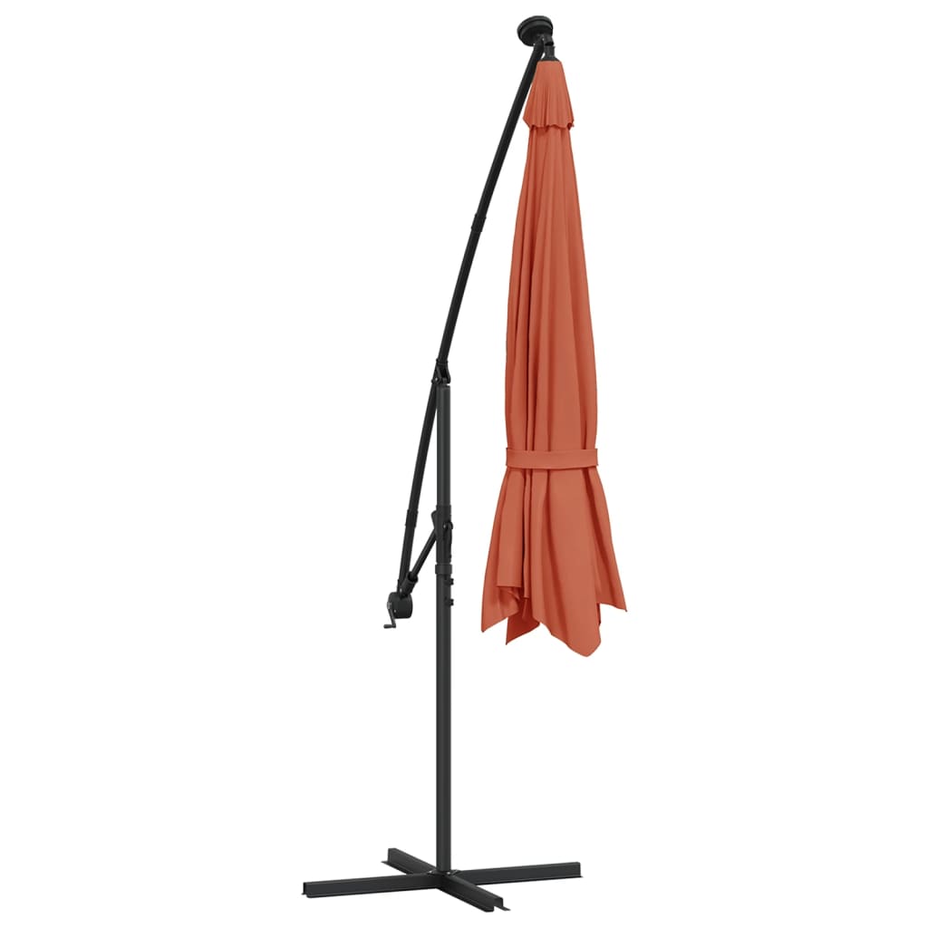 Zweefparasol met LED-verlichting 350 cm terracottakleurig is nu te koop bij PeponiXL, paradijselijk wonen!