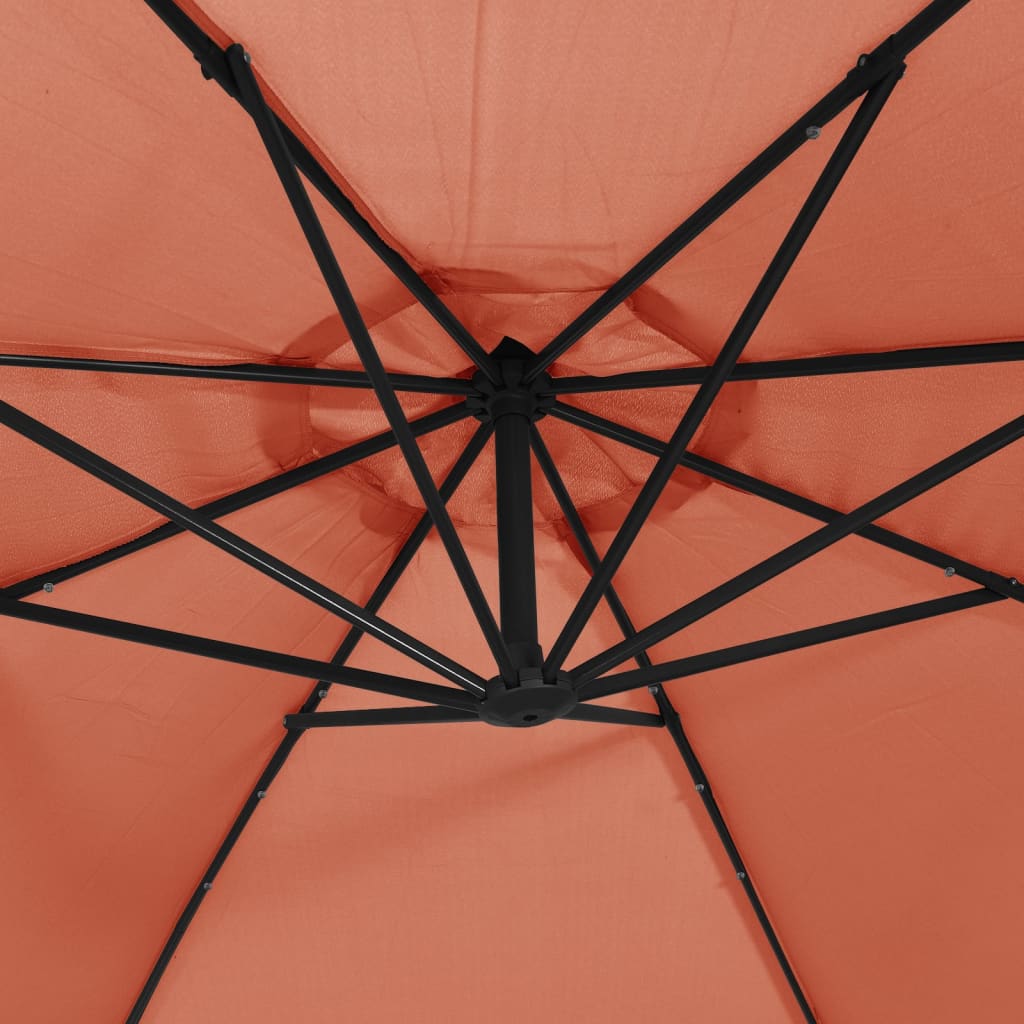 Zweefparasol met LED-verlichting 350 cm terracottakleurig is nu te koop bij PeponiXL, paradijselijk wonen!