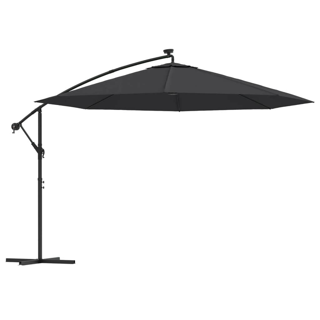Zweefparasol met LED-verlichting 350 cm zwart is nu te koop bij PeponiXL, paradijselijk wonen!