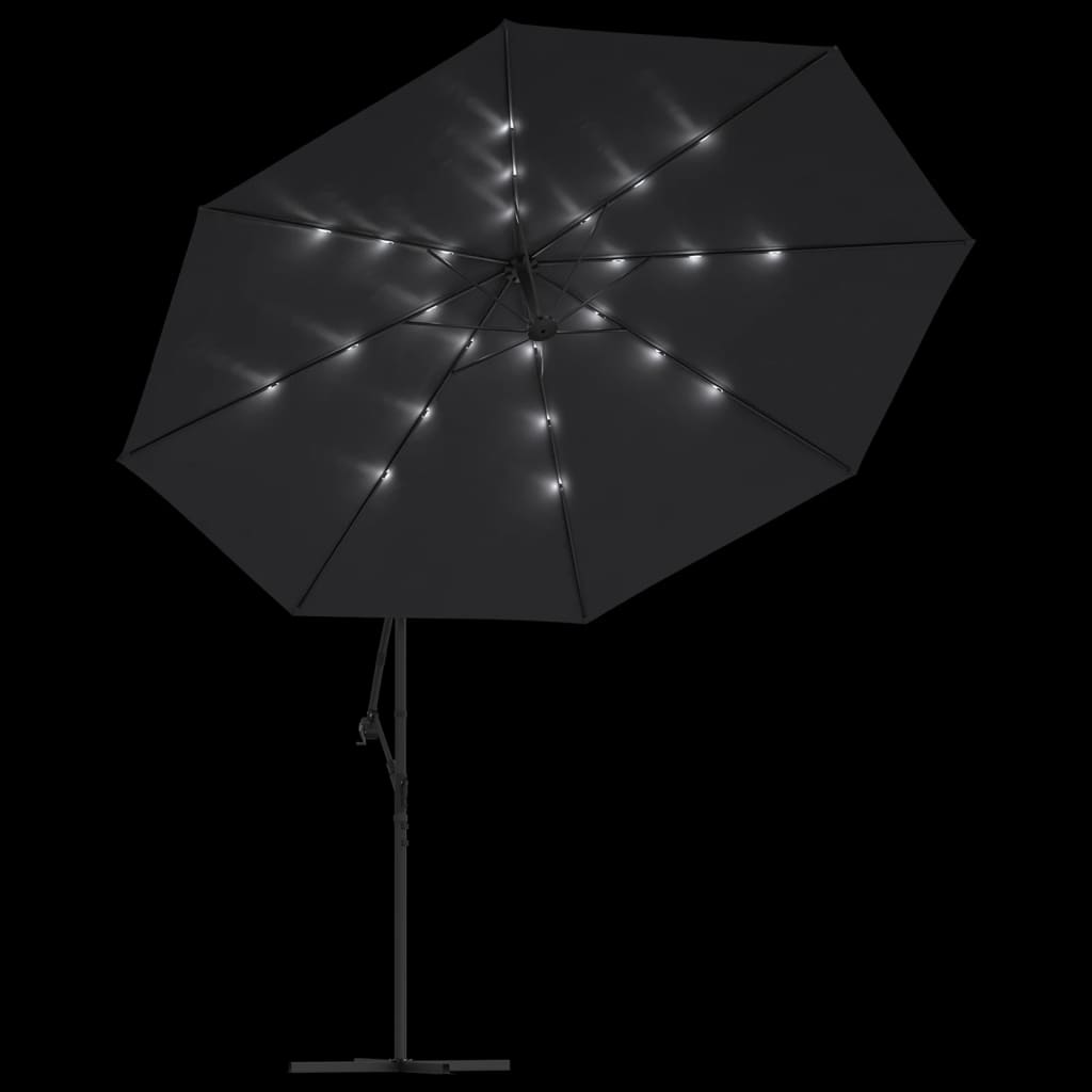Zweefparasol met LED-verlichting 350 cm zwart is nu te koop bij PeponiXL, paradijselijk wonen!