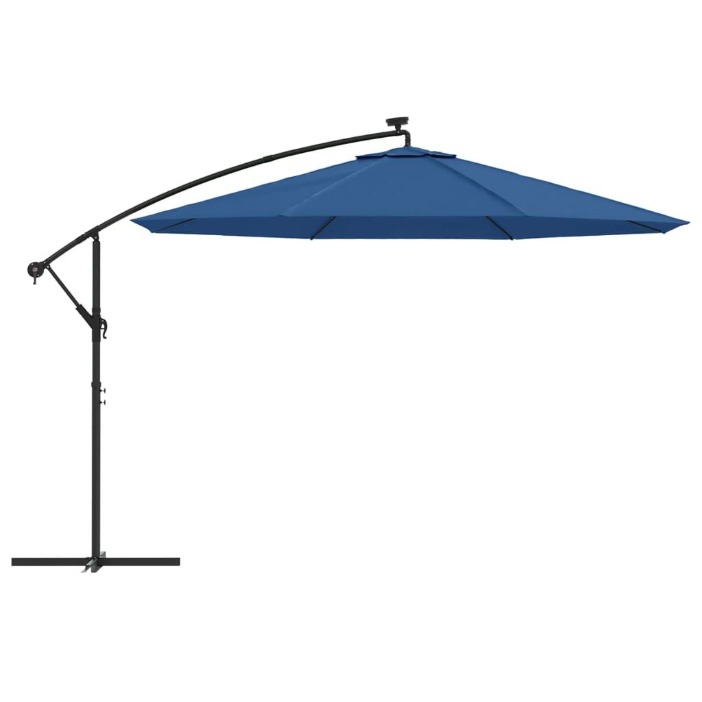 Zweefparasol met LED-verlichting 350 cm azuurblauw is nu te koop bij PeponiXL, paradijselijk wonen!