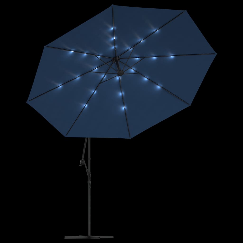 Zweefparasol met LED-verlichting 350 cm azuurblauw is nu te koop bij PeponiXL, paradijselijk wonen!