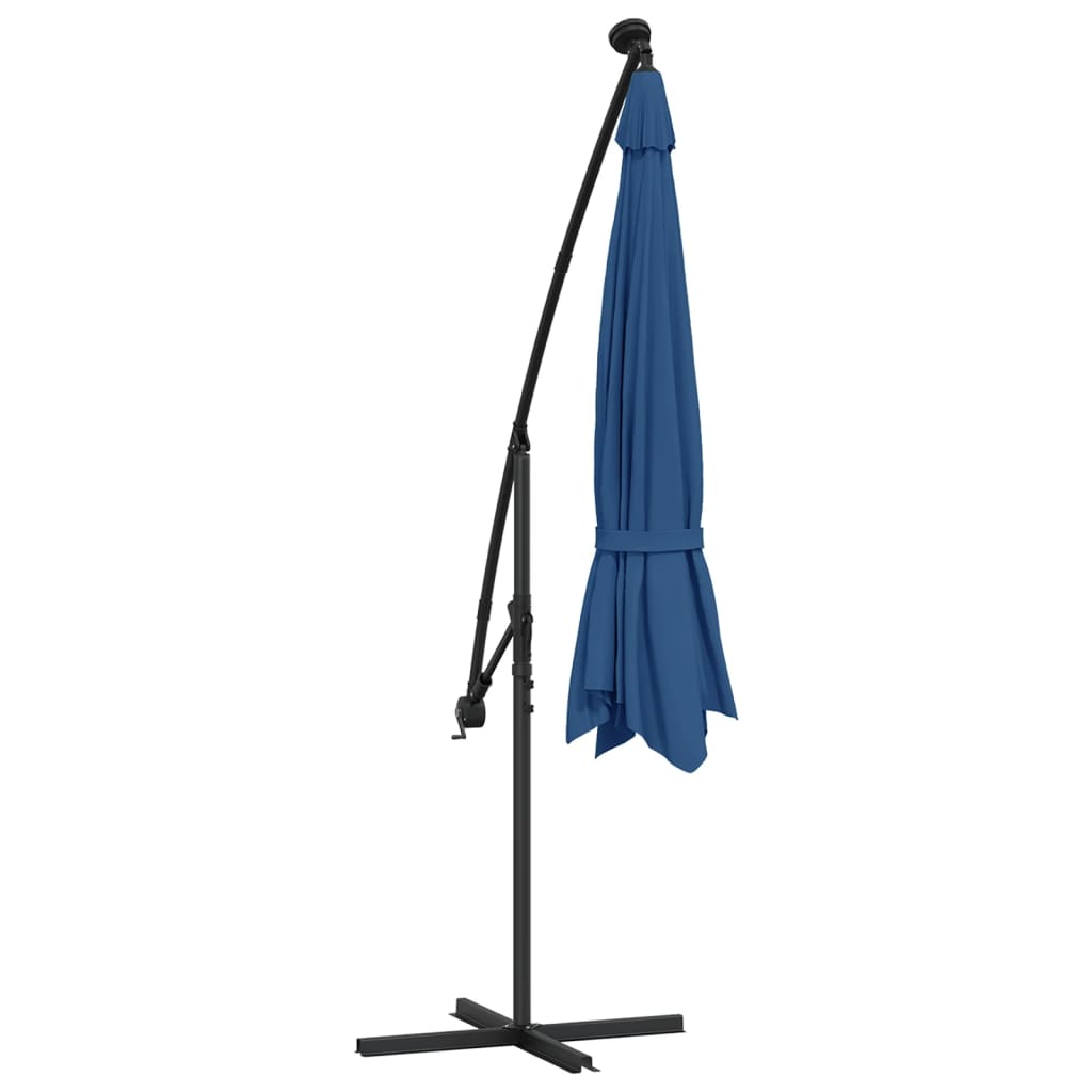 Zweefparasol met LED-verlichting 350 cm azuurblauw is nu te koop bij PeponiXL, paradijselijk wonen!