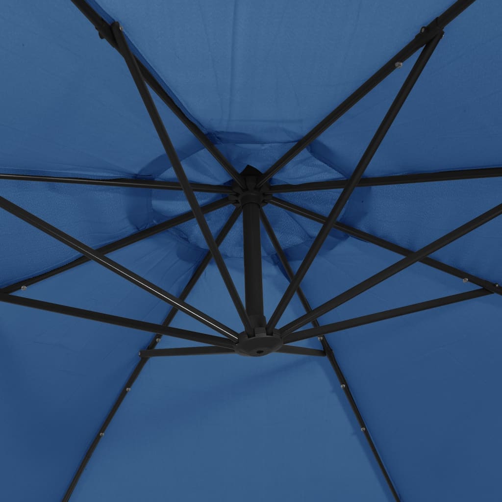 Zweefparasol met LED-verlichting 350 cm azuurblauw is nu te koop bij PeponiXL, paradijselijk wonen!