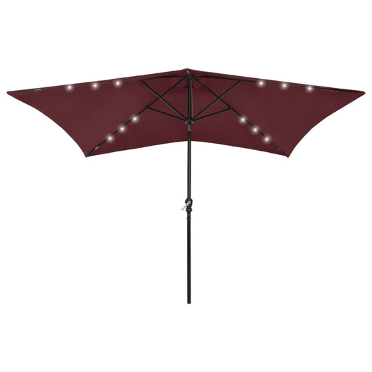 Parasol met LED's en stalen paal 2x3 m bordeauxrood is nu te koop bij PeponiXL, paradijselijk wonen!